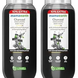 Mamaearth Charcoal Moisturizing Body Wash with Activated Charcoal & Energizing Mint Scent for Skin Detoxification- 275ml | Deeply Cleanses | Intensely Moisturizes | Long-Lasting Fragrance | All Skin Types (Pack of 2) image 1