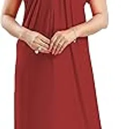 siami Apparels Plain Nighty | Embroidered Nightgown/Maxi with Front Zip | Viscose Cotton Sleepwear/Nightwear for Women, Wife, Girlfriend-picture-52