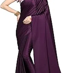 purvosh Women's Plain Weave Satin Saree With Unstiched Blouse Piece-picture-57