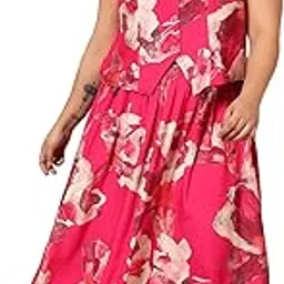 Women's Floral Rayon Ankle Length Waistcoat with Skirt|V-Neck|Sleeveless|Cord Set for Women Fashion|Long Jumpsuits Western Dress for Women Stylish|Two Piece Co ord Set|Casual Wear(Multicolor)-image-16