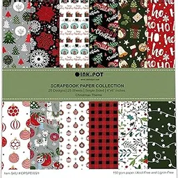Inkdotpot 25 Sheets Christmas Theme Scrapbook Paper Pad 6x6, Single-Sided Colorful Cardstock for DIY Decorative Background, Cardmaking, Journal Craft Supplies-picture-32
