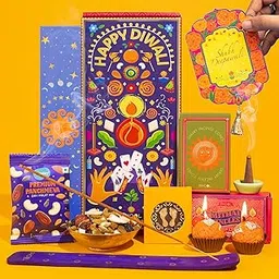 Phool Diwali Delight Gift Box | Premium Festive Hamper with Dry Fruits, Cones, Mithai Candles, Incense Sticks,Panchmeva, Wooden Laxmi Charan & Greeting Card | Diwali Gift for Family & Friends-image-58