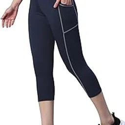 blinkin Women's Skinny Fit Mid Rise 3/4Th Gym Pants Workout, Capri With Side Pockets - Ultimate Active Wear Capris Tights Workout|Yoga Pants (015)-picture-53