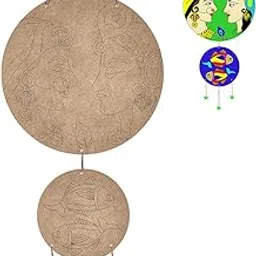 Vibhansh Creations Premarked MDF Round Shape Wall hanging MDF wall decoration MDF Wall Plaque/Wall Sign for Home Decoration Ready to Hang Wall Decor(Thikness3.2mm, Plaque sizes 8x8 and 5x5 inches)-image-0