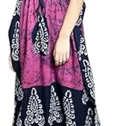ukal Cotton Regular Printed Round Neck Floor Length Nighty Night Gown Maxi Kimono Dress for Women (Free Size)-picture-54