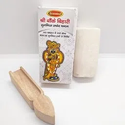 Vedagrahi BankeBihari Scented Pure White gopi Standard,Chandan, Chandan with Good Fragrance and Cooling Effect for devotees//Combo Set//Wooden vaishnav Tilak Stamp//iskon Tilak Stamp-picture-53