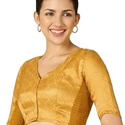 studio shringaar Women's Brocade Side Stretch (Smocked) Readymade Saree Blouse-picture-48
