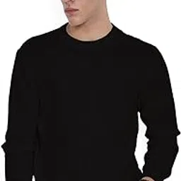 showoffff Men's Black Ribbed Round Neck Sweater-AI-B-2_Black-picture-11