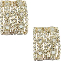 chrishan High Gold Plated Designer Uncut Kundan Bangle Set For Women And Girls.-picture-14