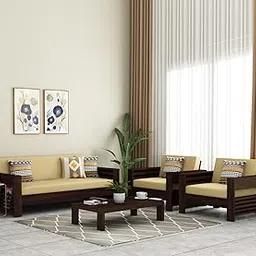 GLOBALFURNITUREHUB Sheesham Wood 5 Seater Side Cup Stand Sofa Set for Living Room | 5 Seater Sofa Set | Wooden Sofa Set (3+1+1, Walnut Finish)-picture-23