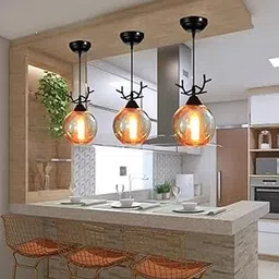 Avior Hanging Lights for Kitchen Arch Island, Ceiling Pendant Lamps for Home Decoration, Dining Table Pendant Drawing Room Center Hanging Lamp, Dining Table Ceiling Chandelier (Brown, Single 3Pcs)-picture-10