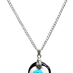 9dzine Glass Turkish Evil Eye Pendant For Protection For Men and Women,Evil Eye Charm Round Shape Necklace, Blue-picture-16