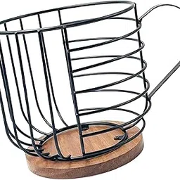 Merishopp Coffee Holder Organizer Cup Wire Coffee Basket for Kitchen Black no Letters-picture-23
