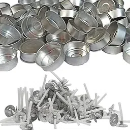 Metal Tealight Candle Holders Set with Wicks, Aluminum Empty Tea Light Cups for Candle Making, DIY Crafts Supplies 100 Pack with Wick-image-76