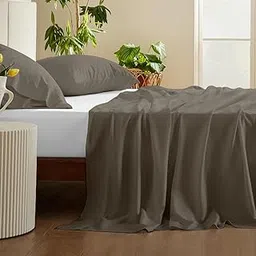 Bamboo Bed Sheet with Pillowcase Set | 100% Organically Grown | Ultra Soft | Cooling for Hot Sleepers | 100% Organic Bedsheet Viscose Derived from Bamboo (Taupe, King- 3 Pieces Sheet Set)-picture-19