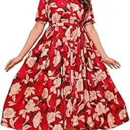 jikonet Women's Western Dress Floral Printed Cotton Maxi Dress-picture-16