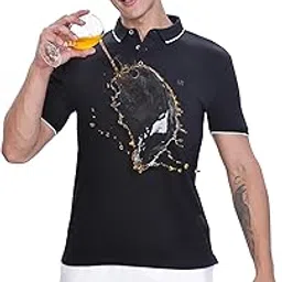 turms Anti Stain Men's Casual Polo T-Shirt Jacquard Collared Neck Half Sleeves | Anti Odor Water Repellent | Cotton Modal Blend Solid Stretchable | Available in Plus Sizes-picture-26