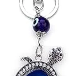 BLUE BEADS Silver Color Blue Evil Eye Lucky Turtle Keychain For Bike/Car Gifting With Key Ring Anti-Rust (Pack Of 1)-picture-52