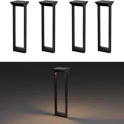 hardoll Solar Outdoor Square Bollard LED Garden Lights for Waterproof Pathway Exterior Lamp Decoration(Pack of 4-Warm White,Height=60cm)-Battery Replaceable-image-15