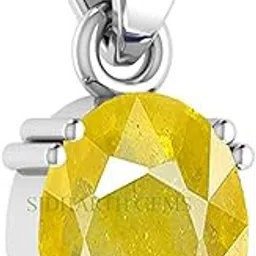 4.00 Ratti 3.00 Carat Yellow Sapphire Stone Silver Plated Stone Pendant Locket Original and Certified Natural Pukhraj Unheated and Untreated Gemstone Free Size Anguthi for Men and Women-image-82