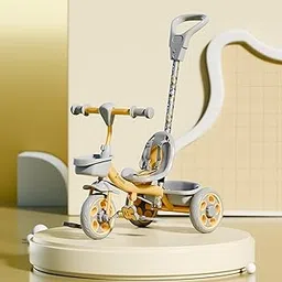 Cockatoo Star-Cruise Tricycle for Kids 2-5 Years, Kids Cycle for 2-5 Years with Printed Parental Control Handle, Tricycle with EVA Wheels,Basket & Bell,Baby Cycle Colour- Yellow-picture-16