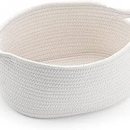 MOM CARE Cotton Rope Basket,Baby Essentials, Toy, Storage Organizers With Handle Durable and Sturdy Bin White-picture-45