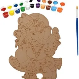 Viraaji MDF Ganpati Painting Board for DIY Art & Craft | Laser Cut Wooden Ganesha Shape | Get Free 12 Colours & 1 Paint Brush | Perfect for Gifting & Decoration-picture-31