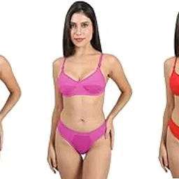 Women's Net Lingerie Set (Pack of 3) |Adjustable Strap & Streatchable Fabric |Comfort Fit |Bridal Set-picture-43