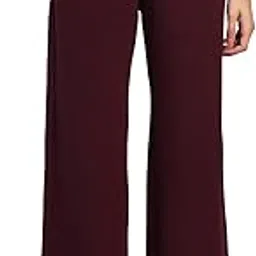 Women's High Waist Straight Fit Trousers | Solid Korean Stretchable Pants for Women | Regular Fit Elastic Waist Formal Trouser for Casual-image-0