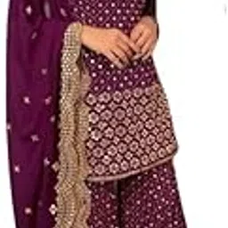 clothlemon Women's Georgette Plazzo Garara Suit | Heavy 9mm Sequin Embroidery | Dress Material-picture-21