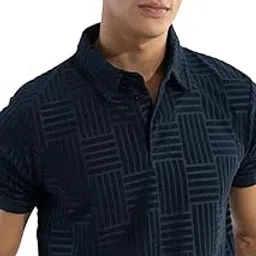 snitch Men T-Shirts | Textured Self-Design Slim Fit Polo T-Shirt | 100% Polyester, Buttoned Closure, Half Sleeve, Casual Wear, Street Wear, College Wear-picture-19
