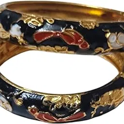 Cloisonne Enamel Bangle, Multicolor, Traditional Design, Various Color Floral Pattern, Handcrafted Metal Bracelet | Jewells Town-picture-38
