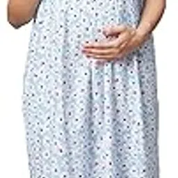 momtobe Women's Cotton Maxi Maternity Nighty/Feeding Nighty/Pregnancy Night Gown/A-Line Nursing Nighty with Zippers for Nursing Pre and Post Pregnancy-picture-32