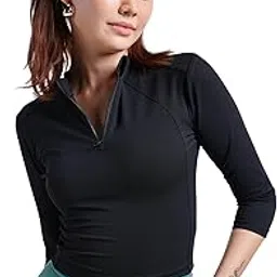 cava Women’s Silhouette Zip Top | Cropped Half-Zip Activewear with Flattering Seamlines, High Neck & 3/4 Sleeves | ADPT™ Stretch Fabric for Gym, Yoga & Everyday Wear-picture-36