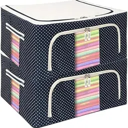 SKYWORK Clothes Organiser |24 Liter Wardrobe Pack of 2 Large Storege Box Clothes Storege Organizer Bins Foldable Storege Bin-Cloth Steelframe Storege Box Wardrobe Organizer with Zipper and Window-picture-10