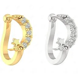 FASHIONS Trendy Moon Star Nose Pin Without Piercing Clip on Pressing Type Noserings for Women & Girls-image-81