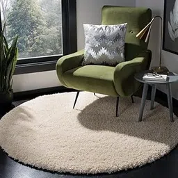 Luxury Shaggy Round Carpet 3x3 Feet Ivory – Soft Fluffy Anti-Skid Washable Plush Rug, Modern Decorative Thick Floor Mat for Bedroom, Living Room, Kids Playroom, Study Room & Sofa Area-image-81