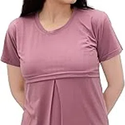 the starmom Zipless Maternity Tops for Women | 100% Cotton Round Neck Feeding T-Shirt for Easy Nursing & Breastfeeding | Half Sleeve T-Shirt for Pregnant Women | Maternity Top Wear for Mothers-picture-45