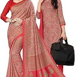 vimla Women's Art Silk Uniform Printed Unstitched Salwar Pant with Dupatta Set and Saree Unstitched Blouse Piece | Office School Uniform Saree For Women | Pack of 2-picture-55
