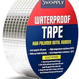 Super Strong Adhesive Waterproof tape Permanent Repair Roof Water Leakage Solution Rubber Foil Suitable for Roof Leak, surface Crack, Window Sill Gap, Boat Sealing, Tank Leak (2 Inch (5CM*5M))-picture-10