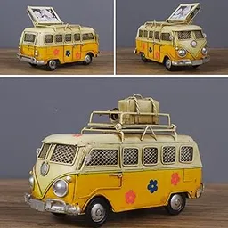 SNAPPSY® Handcraft Camper Van Model with Money Box Vintage Bus Home Decoration Yellow-picture-10