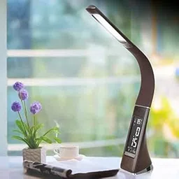 LED Desk Lamp Flexible Gooseneck with Clock Calendar and Temperature, Office Gift Ideas, Touch Dimmable Desk Table Lamp with 3 Levels Brightness-image-48