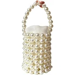 thepearlynest pearl white handmade handbags, bucket design, potli style purse, party wedding gift solving-picture-34
