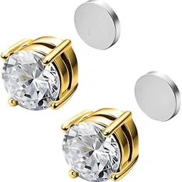 No Piercing Earrings For Women, Clip On Earrings For Non Pierced Ears, Non Pierced Earrings Gold Plated Round Stud Comfortable Elegant Ear Cuffs Without Piercing-image-97