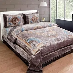 Super Soft Luxury Mink Blanket Luxury Style 2 Play Double Bed Blankets Pack of 1-Brown-image-59