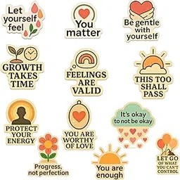 Peachy Pages Mental Health Reminder Magnet Set – Set of 12 Motivational Fridge Magnets – Positive Affirmations & Self-Care Quotes for Daily Wellness, Office, Fridge, Locker-image-16