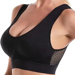 fizzoqi Round Neck High-Stretch Solid Color Breathable Sports Bra | Wire-Free Comfort with Push-Up & Sweat-Proof Women's Activewear-picture-24