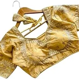 Boat Neck Women Blouse, Half Sleeves SilkReadymade Saree Blouse for Women Stylish-image-8