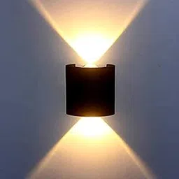 JAGGER LX03 Waterproof Up Down Indoor/Outdoor Wall Lamps/Sconce Wall Led Lights/Curved Black (06 Watts, Warm White, Die-Cast Aluminum) (Black, 2 RAY)-image-78