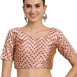 mimosa Women Art Silk &Woven Design Readymade Saree Short Sleeve Blouse-picture-39